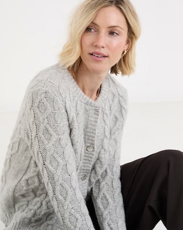 Grey Cable Knitted Bomber