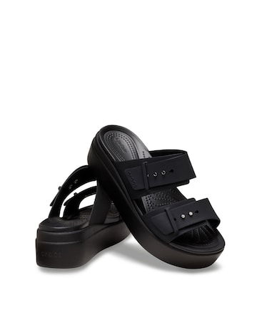 Crocs Black Brooklyn Low Wedge Slider Sandals