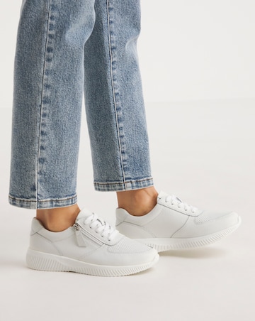 Heavenly Soles Seraphina Leather Lace Side Zip Trainers - Extra Wide Fit (EEE)