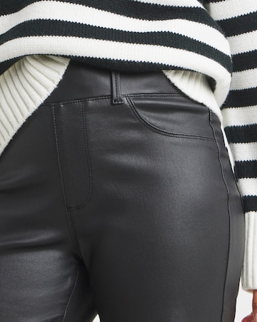 Black Coated Wide Leg Jeggings