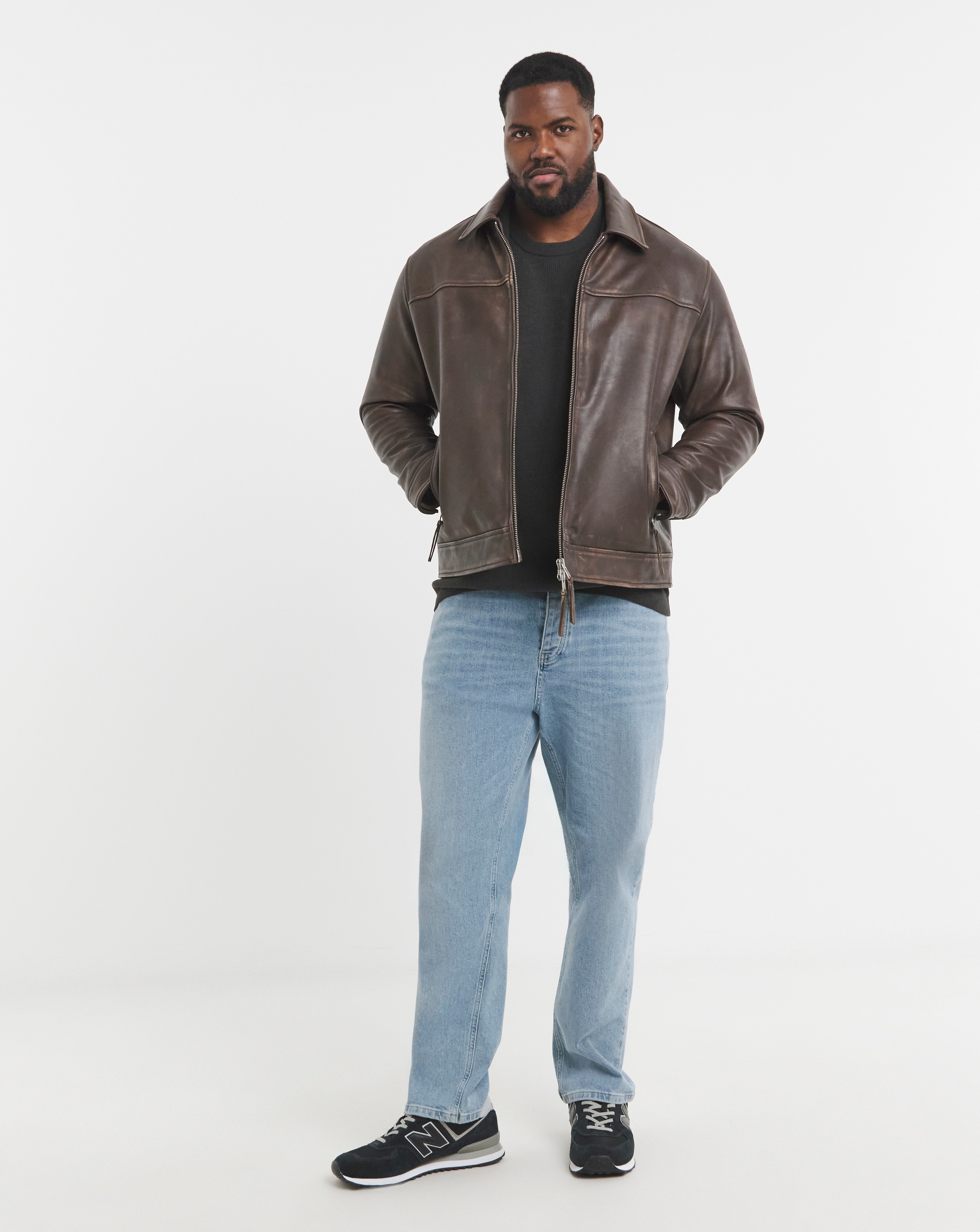 Jack & Jones Premium 100% Leather Jacket - Brown | Fashion World