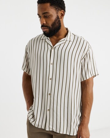 Jack & Jones Jeff Stripe Resort Shirt - White/Green