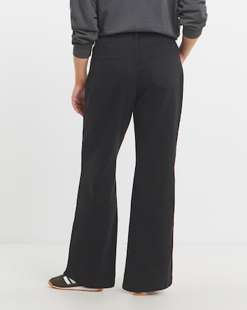 Black Fleece Lined Cosy Warm Feel Stretch Wide Leg Jeans