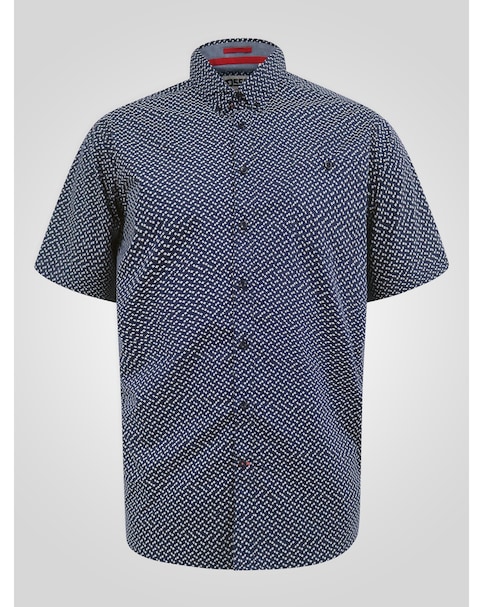 D555 Melrose Navy Icon AO Print Short Sleeve Button Down Shirt