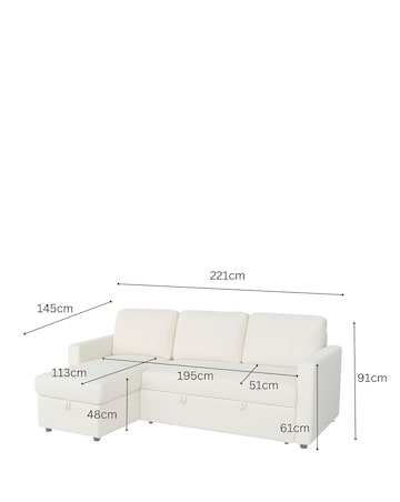 Aspire Nexis Left Corner Chaise Storage Sofa Bed