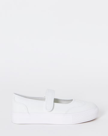 Andrea Mary Jane Canvas Plimsols - Wide Fit (E)