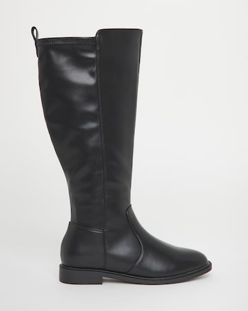 Deedee Stretch Panel Knee High Boots - Wide Fit (E) & Super Curvy Calf