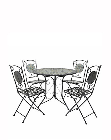 Charles Bentley Mosaic 4 Seater Dining Set - Blue