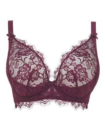 Figleaves Pulse Lace Underwired Plunge Bra B-G - Purple