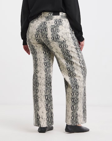Black Snake Print Wide Leg Jeans