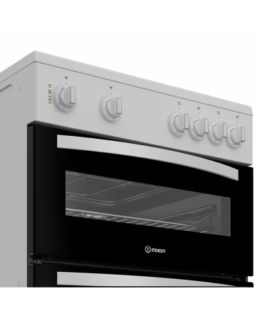 Indesit ITE6VMW 60cm Electric Twin Cooker with Ceramic Hob - White