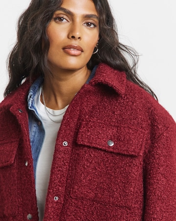 Burgundy Plush Teddy Pocket Shacket