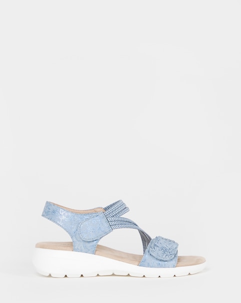 Cushion Walk Navy Printed Touch-Fasten Sandals - Wide Fit (E)