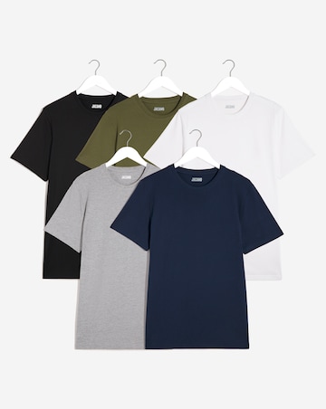 5 Pack Pure Cotton Crew Neck T-Shirts Long