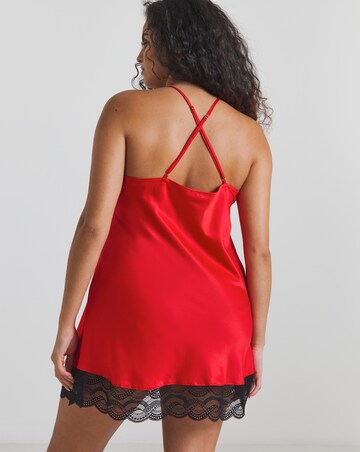 Ann Summers Adoration Satin and Lace Chemise Red/Black