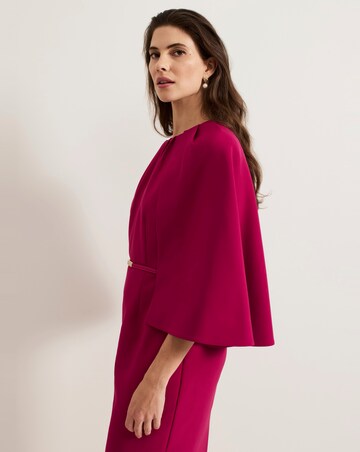 Phase Eight Veronica Pink Cape Belted Midi Dress