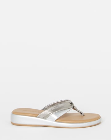 Valencia Leather Toe Post Low Wedge Sandals - Extra Wide Fit (EEE)