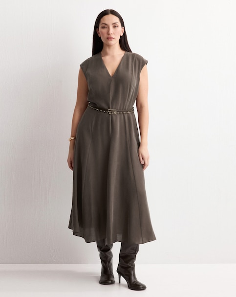 Mango Ramone A-Line Long Dress With Double Belt