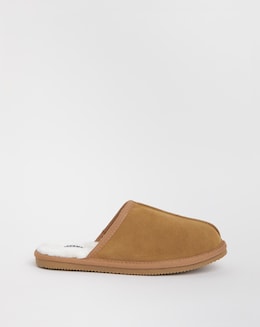 Suede Faux Fur Lined Slipper Wide