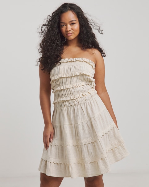 Beach To Beach Cotton Broderie Bandeau Beach Dress