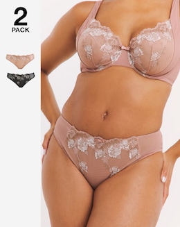 Pretty Secrets (2 Pack) Libby Matching Briefs Almond/Black
