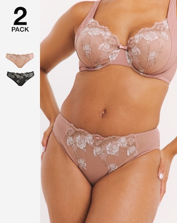 Pretty Secrets (2 Pack) Libby Matching Briefs Almond/Black