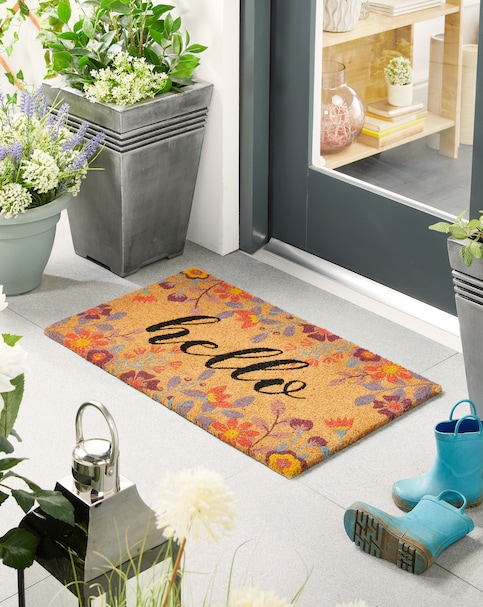 My Mat Printed Coir Floral Hello Doormat