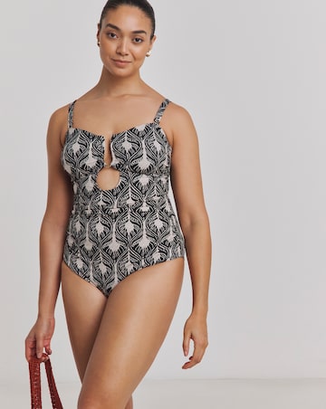 Trim Detail Bandeau Swimsuit With Detachable Straps