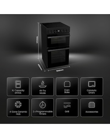 Hisense HDCEC5C10B 50cm Electric Double Cooker - Black