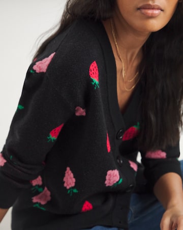 Simply Be Strawberry Fruit Print Boxy Cardigan