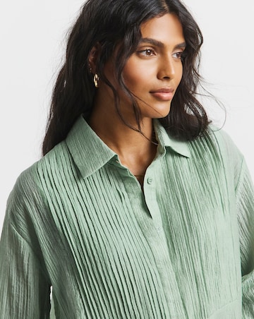 Sage Pintuck Tuxedo Shirt