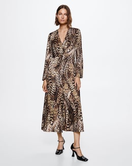 Mango Pluma Animal Print Fluid Dress