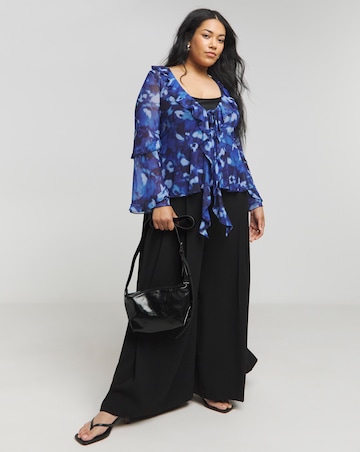 Joanna Hope Mesh Ruffle Blouse