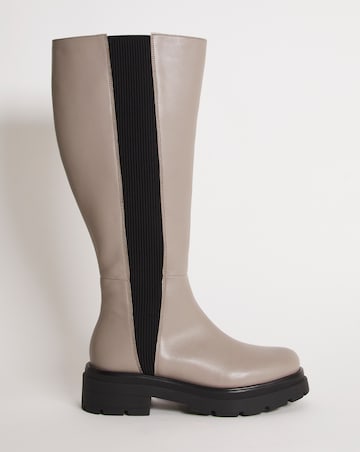 Calista Knee High Chelsea Boots - Wide Fit (E) & Super Curvy Calf