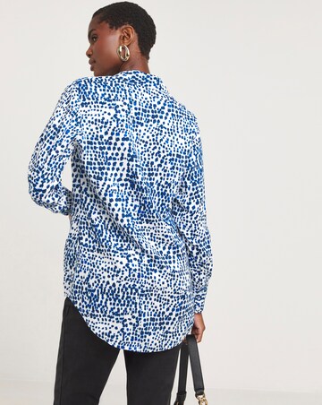 Womens Dipped Back Shirt - Blue Print