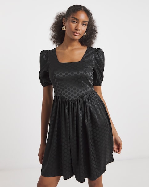 Flounce London Jacquard Spot Mini Dress