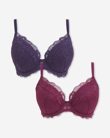 Pretty Secrets (2 Pack) New Ella Padded Plunge Wired Bras (B-G) Fig/Cherry
