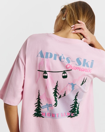Simply Be Pink Apres Ski Graphic T-Shirt