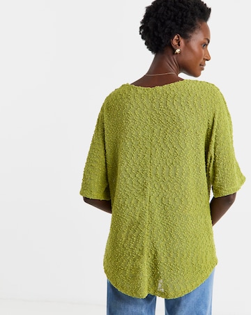 Boucle V-Neck Short Sleeve Top