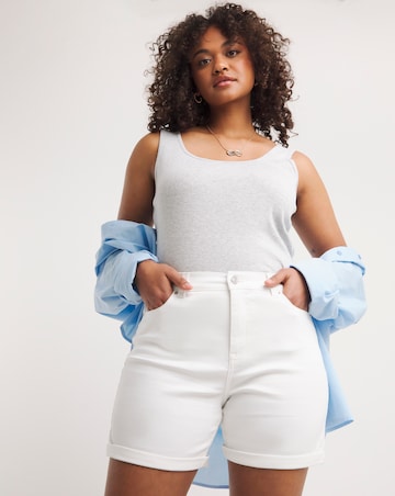 Simply Be White 24/7 Mid Shorts