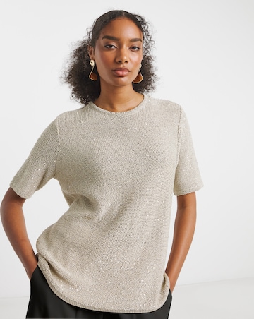 Joanna Hope Short Sleeve Sequin Knit Jumper