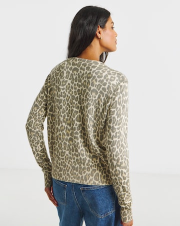 Eversoft Leopard Print Crew Neck Cardigan