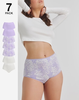 Pretty Secrets (7 Pack) Cotton Full Fit Brief Knickers Lilac Floral