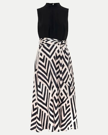 Phase Eight Alora Geo Skirt Plain Top Midi Dress