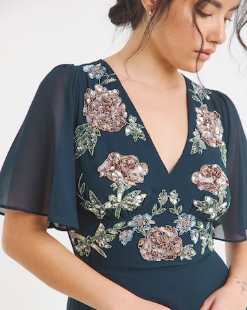 Maya Deluxe Chiffon Floral Embellished V-neck Maxi