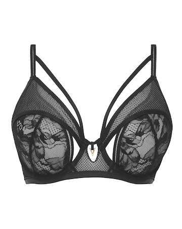 Figleaves Delia Plunge Bra With Mesh Overlay B-G - Black