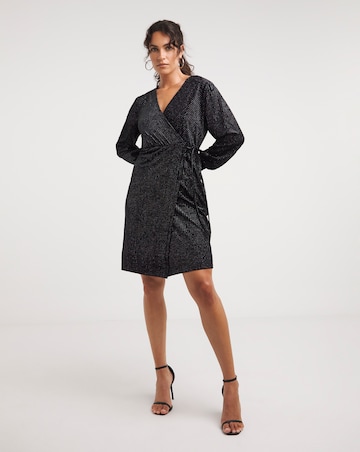 Velvet Glitter Wrap Dress