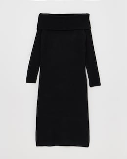 Black Bardot Knitted Midaxi Dress