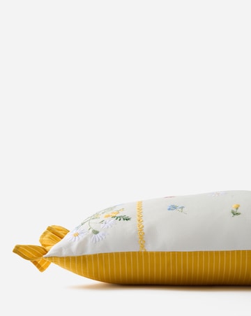 Olivia Embroidered Floral Ruffle Boudoir Cushion