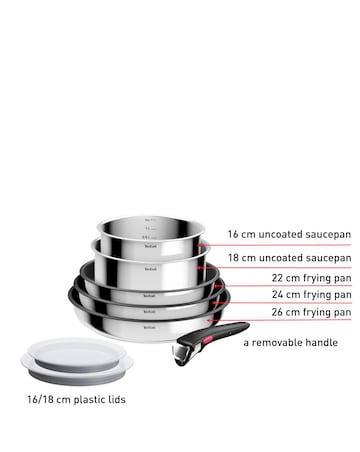 Tefal Ingenio Cook Eat 8 Piece Stainless Steel Pan Set